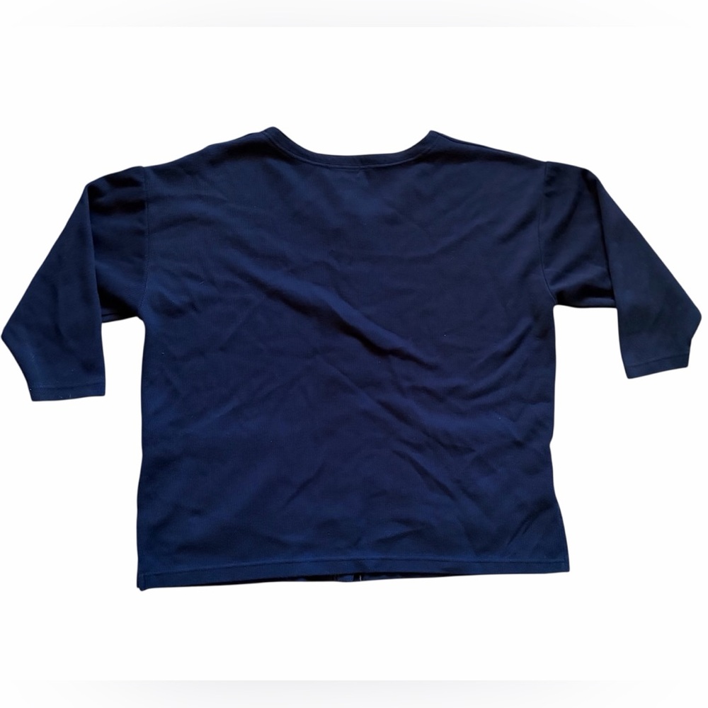 90’s Navy Button-Front Cardigan With Patch Pockets - image 2